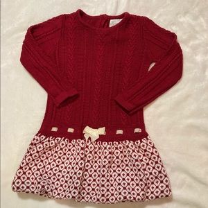 Red Christmas toddler girl dress |Heirlooms Polly Flinders Red Sweater Dress Bow